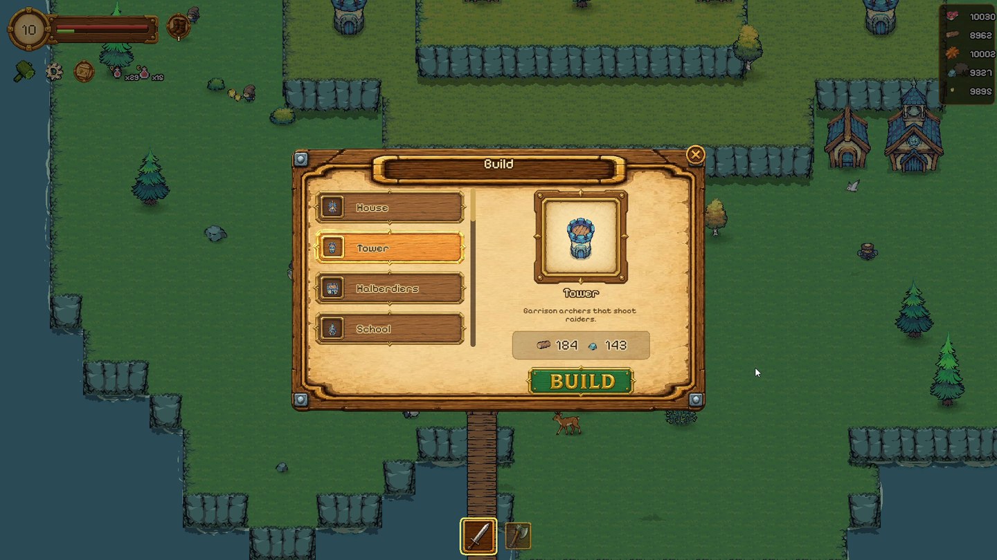 The build menu